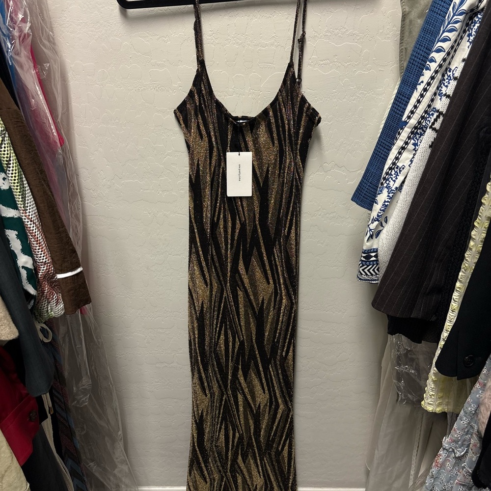 O.P.T. Elegant Black and Gold Women's Dress
